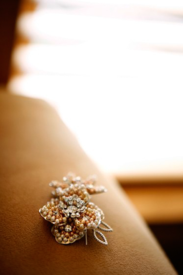 beaded broach in the sun - charming Hudson Valley NY wedding photo by top New York wedding photographers Belathee Photography